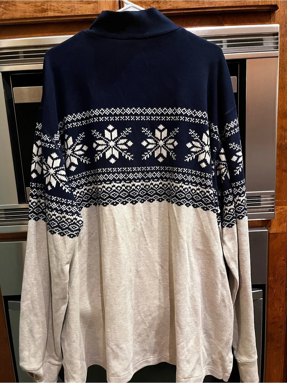 Ralph Lauren Navy & Light Gray Snowflake Quarter Half-Zip Sweater